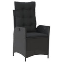 havestole med hynder 2 stk. justerbart ryglæn polyrattan sort