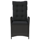 havestole med hynder 2 stk. justerbart ryglæn polyrattan sort
