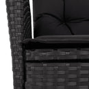 havestole med hynder 2 stk. justerbart ryglæn polyrattan sort