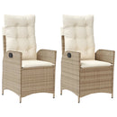 havestole 2 stk. med lænefunktion og hynder polyrattan beige