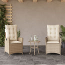 havestole 2 stk. med lænefunktion og hynder polyrattan beige
