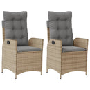 havestole 2 stk. lænefunktion + hynder polyrattan blandet beige