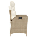 bistrosæt til haven 3 dele med hynder polyrattan beige