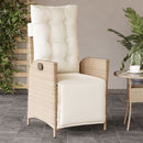 havestol med lænefunktion og fodstøtte polyrattan beige