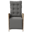 havestol med lænefunktion og fodstøtte polyrattan blandet beige