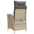 havestol med lænefunktion og fodstøtte polyrattan blandet beige