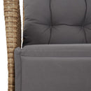 havestol med lænefunktion og fodstøtte polyrattan blandet beige