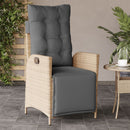 havestol med lænefunktion og fodstøtte polyrattan blandet beige