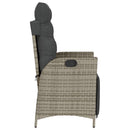 havestole 2 stk. med lænefunktion og fodstøtte polyrattan grå