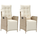 havestole 2 stk. med lænefunktion og fodstøtte polyrattan beige