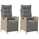 havestole 2 stk. lænefunktion og fodstøtte polyrattan beige