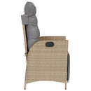 havestole 2 stk. lænefunktion og fodstøtte polyrattan beige