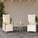bistrosæt til haven 3 dele med hynder polyrattan beige