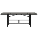 havebord med glastop 190x80x74 cm polyrattan sort