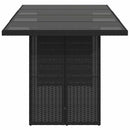 havebord med glastop 190x80x74 cm polyrattan sort