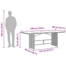 havebord med glastop 190x80x74 cm polyrattan sort