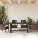 havebord med glastop 190x80x74 cm polyrattan brun