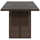 havebord med glastop 190x80x74 cm polyrattan brun