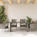 havebord med glastop 190x80x74 cm polyrattan grå