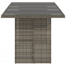 havebord med glastop 190x80x74 cm polyrattan grå