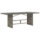 havebord med glastop 190x80x74 cm polyrattan grå