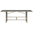havebord med glastop 190x80x74 cm polyrattan lysegrå