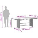 havebord med glastop 190x80x74 cm polyrattan lysegrå