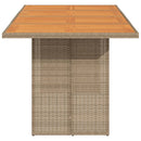 havebord med top i akacietræ 190x80x74 cm polyrattan beige