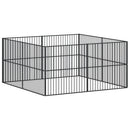 hundegård 8 paneler galvaniseret stål sort