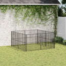 hundegård 8 paneler galvaniseret stål sort