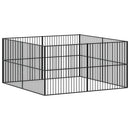 hundegård 8 paneler galvaniseret stål sort