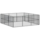 hundegård 12 paneler galvaniseret stål sort