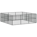 hundegård 12 paneler galvaniseret stål sort
