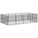 hundegård 12 paneler galvaniseret stål sort