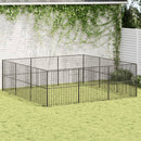 hundegård 12 paneler galvaniseret stål sort