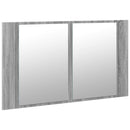 skab med spejl og LED-lys 80x12x45 cm akryl grå sonoma-eg
