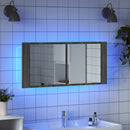 badeværelsesskab m. spejl og LED-lys 100x12x45 cm grå sonoma-eg