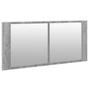 badeværelsesskab m. spejl og LED-lys 100x12x45 cm grå sonoma-eg