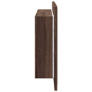 badeværelsesskab m. spejl og LED-lys 90x12x45cm akryl brunt eg