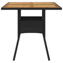 havebord med akacietop 80x80x75 cm polyrattan sort