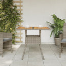 havebord med akacietop 80x80x75 cm polyrattan grå