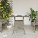 havebord med glastop 80x80x75 cm polyrattan grå