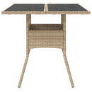 havebord med glastop 80x80x75 cm polyrattan beige