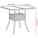 havebord med glastop 80x80x75 cm polyrattan beige