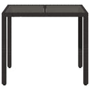 havebord med glastop 90x90x75 cm polyrattan sort