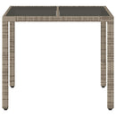 havebord med glastop 90x90x75 cm polyrattan grå