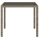 havebord med glastop 90x90x75 cm polyrattan grå