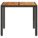 havebord med akacietop 90x90x75 cm polyrattan sort
