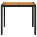 havebord med akacietop 90x90x75 cm polyrattan sort