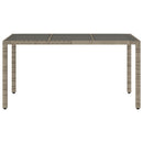 havebord med glastop 150x90x75 cm polyrattan grå